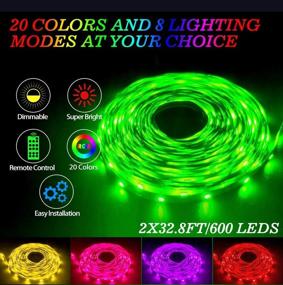 img 3 attached to 💡 55ft/16M RGB LED Light Strip with 480 LEDs, Remote Control & Power Adapter – Indoor/Outdoor Use