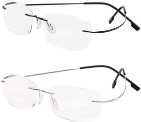 img 4 attached to 👓 Premium VISENG Rimless Reading Glasses Set - Ultra Lightweight Metal Readers for Men and Women with +2.5 Magnification