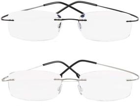 img 3 attached to 👓 Premium VISENG Rimless Reading Glasses Set - Ultra Lightweight Metal Readers for Men and Women with +2.5 Magnification