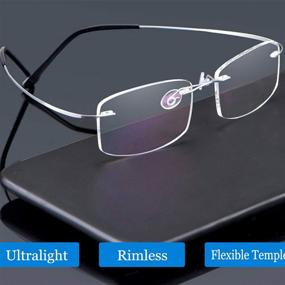 img 2 attached to 👓 Premium VISENG Rimless Reading Glasses Set - Ultra Lightweight Metal Readers for Men and Women with +2.5 Magnification