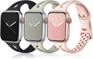 📱 мягкий узкий узкий ремешок ouwegaga из мягкого силикона для iwatch - совместим с apple watch se & серия 7 6 5 4 3 2 1, дышащий заменяемый ремешок для женщин и мужчин (38 мм 40 мм 41 мм) - черный серый розовый логотип