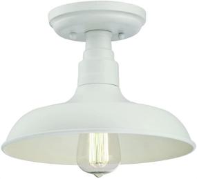 img 2 attached to 💡 Kimball Industrial Farmhouse Indoor Light with Metal Shade, Ceiling, White - Design House 579631