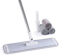 🧹 cqt 18-inch commercial microfiber mop: wet/dry floor cleaner system for hardwood, laminate & tile - alloy head, stainless steel handle, 4 washable pads (white) logo