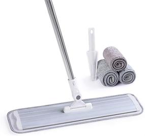 img 4 attached to 🧹 CQT 18-Inch Commercial Microfiber Mop: Wet/Dry Floor Cleaner System for Hardwood, Laminate & Tile - Alloy Head, Stainless Steel Handle, 4 Washable Pads (White)