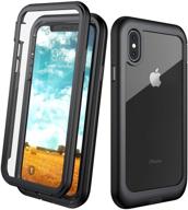 📱 eonfine full body protection iphone x/xs case with built-in screen protector, heavy duty shockproof rugged cover skin - black/clear, 5.8inch logo