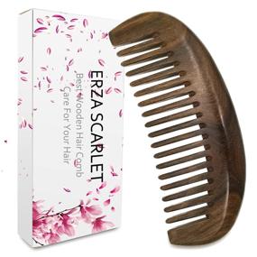 img 4 attached to ERZA SCARLET Wide Tooth Comb: Natural Green Sandalwood Wooden Comb for Curly Hair/Beard, Minimizes Snags, Static, and Tangles