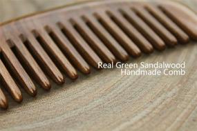 img 2 attached to ERZA SCARLET Wide Tooth Comb: Natural Green Sandalwood Wooden Comb for Curly Hair/Beard, Minimizes Snags, Static, and Tangles