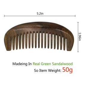 img 3 attached to ERZA SCARLET Wide Tooth Comb: Natural Green Sandalwood Wooden Comb for Curly Hair/Beard, Minimizes Snags, Static, and Tangles