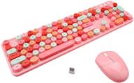 mofii wireless keyboard and mouse set: 2.4g colorful round keys, full size bubble keyboard - ideal for pc desktop windows (pink colorful) logo