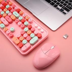 img 1 attached to MOFii Wireless Keyboard and Mouse Set: 2.4G Colorful Round Keys, Full Size Bubble Keyboard - Ideal for PC Desktop Windows (Pink Colorful)