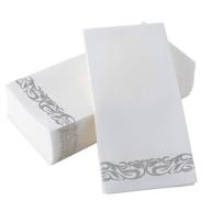 🌸 gmark decorative linen-feel guest towels – elegant silver floral hand towels, pack of 100-12x17 inches – ideal for dinner, wedding and cocktail parties | disposable, soft & durable gm1059b logo