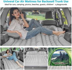 img 2 attached to Inflatable Grey SUV Air Mattress Car Bed Camping Cushion Pillow - Thickened Car Air Bed with Electric Air Pump, Flocking Surface Portable Sleeping Pad for Travel, Camping, Minivan, Van Trunk