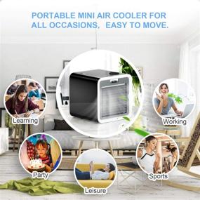 img 3 attached to Portable Mini Air Cooler - Personal Desktop Cooling Fan for Bedroom, Home Office & Travel - 3 Speeds