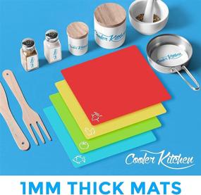 img 1 attached to Set of 4 Extra Thick Flexible Plastic Cutting Board Mats with Food Icons &amp; 'EZ-Grip' Waffle Back - Chopping Board Set with Textured Waffle Grip Bottom, Prevents Slipping on Most Counter Tops