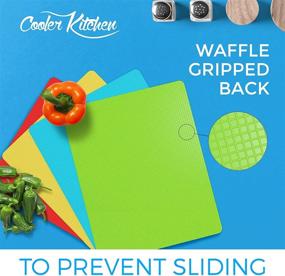 img 2 attached to Set of 4 Extra Thick Flexible Plastic Cutting Board Mats with Food Icons &amp; 'EZ-Grip' Waffle Back - Chopping Board Set with Textured Waffle Grip Bottom, Prevents Slipping on Most Counter Tops