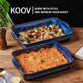 img 3 attached to 🍽️ KOOV Bakeware Set: Ceramic Baking Dishes for Cooking & Baking, 9 x 13 Inches, Reactive Glaze 2-Piece in Variable Blue