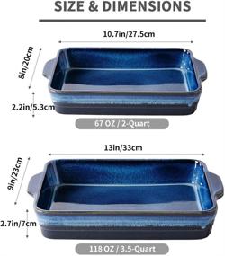 img 2 attached to 🍽️ KOOV Bakeware Set: Ceramic Baking Dishes for Cooking & Baking, 9 x 13 Inches, Reactive Glaze 2-Piece in Variable Blue
