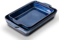 🍽️ koov bakeware set: ceramic baking dishes for cooking & baking, 9 x 13 inches, reactive glaze 2-piece in variable blue logo