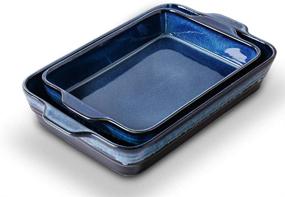 img 4 attached to 🍽️ KOOV Bakeware Set: Ceramic Baking Dishes for Cooking & Baking, 9 x 13 Inches, Reactive Glaze 2-Piece in Variable Blue