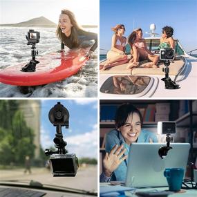 img 3 attached to 🎥 Laptop Suction Cup Mount for Video Conference Lighting Replacement, with Clamp Mount - Compatible with GoPro Hero 9, 8, 7, 6, 5, YI, XIAOMI Action Cameras - 1/4" Universal DSLR Car Mount