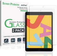 amfilm tempered glass screen protector for ipad 10.2" (8th, 7th gen) with camera cutout | compatible with apple pencil (2020, 2019) | 2-pack logo