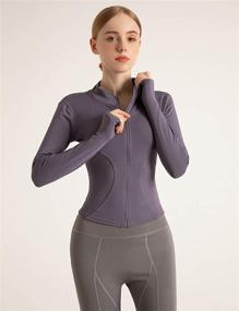 img 2 attached to 👚 Stylish Gacaky Women's Full Zip Stretchy Workout Track Jacket with Thumb Holes – Slim Fit & Lightweight