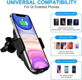 img 2 attached to 📱 TOOVREN Wireless Car Charger Phone Mount - Auto Clamping Fast Qi iPhone Car Charger for Air Vent/Cup Holder - 10W Charging for iPhone 12/11 Pro Max/X/XR/8/7Plus, Samsung Note10+/s9, Google Pixel