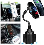 📱 toovren wireless car charger phone mount - auto clamping fast qi iphone car charger for air vent/cup holder - 10w charging for iphone 12/11 pro max/x/xr/8/7plus, samsung note10+/s9, google pixel logo