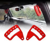 🌟 enhance your jeep wrangler experience with american 4wheel grab bar grab handle door handle front grab handle: compatible with jk jku & unlimited rubicon sahara sports, 2007-2018, new aluminum (red pair) logo