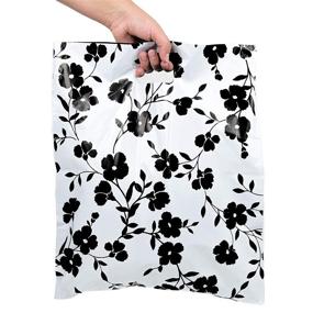 img 2 attached to 🛍️ 100 Pack of Glossy Retail Bags - 9X12 Merchandise Bags in Black Floral Design - Ideal Shopping Bags for Boutiques - Plastic Boutique Shopping Bags