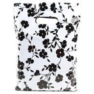 🛍️ 100 pack of glossy retail bags - 9x12 merchandise bags in black floral design - ideal shopping bags for boutiques - plastic boutique shopping bags logo
