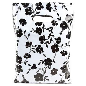 img 4 attached to 🛍️ 100 Pack of Glossy Retail Bags - 9X12 Merchandise Bags in Black Floral Design - Ideal Shopping Bags for Boutiques - Plastic Boutique Shopping Bags