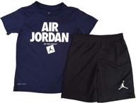 air jordan boy's t-shirt and shorts 2 piece set - black/ obsidian, size 4 logo