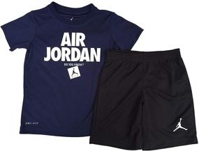 img 1 attached to Air Jordan Boy's T-Shirt and Shorts 2 Piece Set - Black/ Obsidian, Size 4