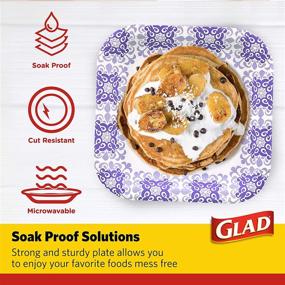 img 1 attached to 🍽️ Glad Square Disposable Paper Plates for Any Occasion | Soak Proof, Cut Proof & Microwaveable | Heavy-Duty 8.5" Diameter | 50 Count Bulk Paper Plates