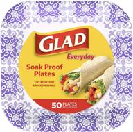 🍽️ glad square disposable paper plates for any occasion | soak proof, cut proof & microwaveable | heavy-duty 8.5" diameter | 50 count bulk paper plates logo