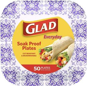 img 4 attached to 🍽️ Glad Square Disposable Paper Plates for Any Occasion | Soak Proof, Cut Proof & Microwaveable | Heavy-Duty 8.5" Diameter | 50 Count Bulk Paper Plates