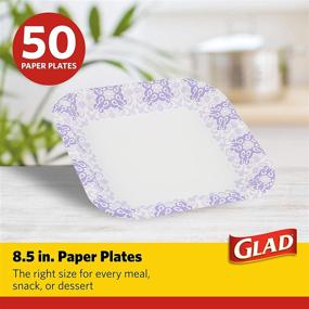 img 2 attached to 🍽️ Glad Square Disposable Paper Plates for Any Occasion | Soak Proof, Cut Proof & Microwaveable | Heavy-Duty 8.5" Diameter | 50 Count Bulk Paper Plates