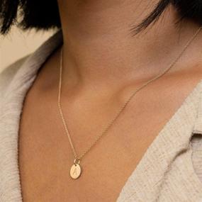 img 2 attached to Personalized 14K Gold-Plated Initial Necklace with Double Side Engraved Hammered Name Pendant | Befettly Children Necklace | Adjustable 16.5'' Length