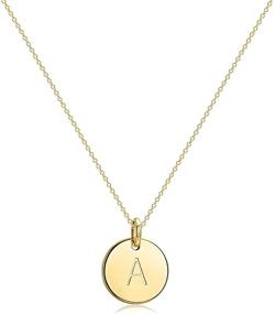 img 4 attached to Personalized 14K Gold-Plated Initial Necklace with Double Side Engraved Hammered Name Pendant | Befettly Children Necklace | Adjustable 16.5'' Length