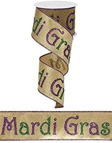 img 1 attached to 🎉 Mardi Gras Gold Lame Print Wired Ribbon: 2.5 Inch X 10 Yards - RG01526