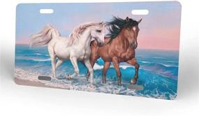 img 3 attached to License Plate Horses Art Beach Decorative Car Front License Plate