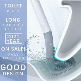 img 3 attached to 🚽 Silicone Toilet Brush with Long Handle - 360° Flexible Deep Cleaning, Quick Dry, Odorless for Golf Brush Head