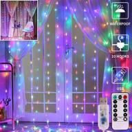 🌈 multicolor window curtain string lights, meliven 300 led 9.8ftx9.8ft, 8 lighting modes - remote controlled, usb powered - ideal for home party christmas bedroom indoor outdoor decor logo