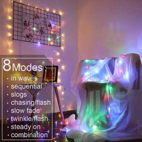 img 3 attached to 🌈 Multicolor Window Curtain String Lights, Meliven 300 LED 9.8Ftx9.8Ft, 8 Lighting Modes - Remote Controlled, USB Powered - Ideal for Home Party Christmas Bedroom Indoor Outdoor Decor