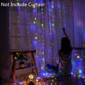 img 2 attached to 🌈 Multicolor Window Curtain String Lights, Meliven 300 LED 9.8Ftx9.8Ft, 8 Lighting Modes - Remote Controlled, USB Powered - Ideal for Home Party Christmas Bedroom Indoor Outdoor Decor