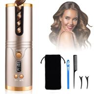 cordless automatic hair curler, nityrliv portable rechargeable curling iron for silky curls - fast heating, wireless auto curler with timer setting and 6 temperature adjustable (gold) logo