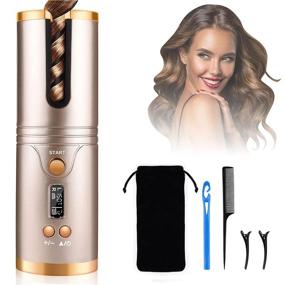 img 4 attached to Cordless Automatic Hair Curler, Nityrliv Portable Rechargeable Curling Iron for Silky Curls - Fast Heating, Wireless Auto Curler with Timer Setting and 6 Temperature Adjustable (Gold)