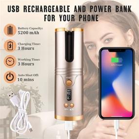 img 2 attached to Cordless Automatic Hair Curler, Nityrliv Portable Rechargeable Curling Iron for Silky Curls - Fast Heating, Wireless Auto Curler with Timer Setting and 6 Temperature Adjustable (Gold)