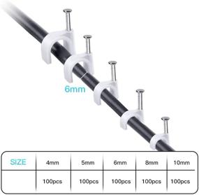 img 3 attached to 🔌 AGPTEK Cable Clips (500pcs) with Steel Nails for Cable Management - 4mm, 5mm, 6mm, 8mm, 10mm - RG6, RG59, CAT6, RJ45, Coax, Ethernet, TV, Telephone, Led Starlight, Print Cable